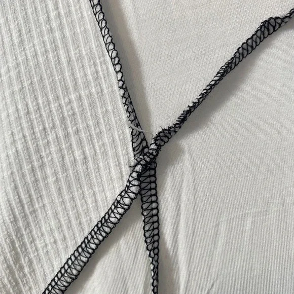 POL White Sleeveless Deconstructed Tunic Top Exposed Stitching Sharkbite L - Picture 6 of 11